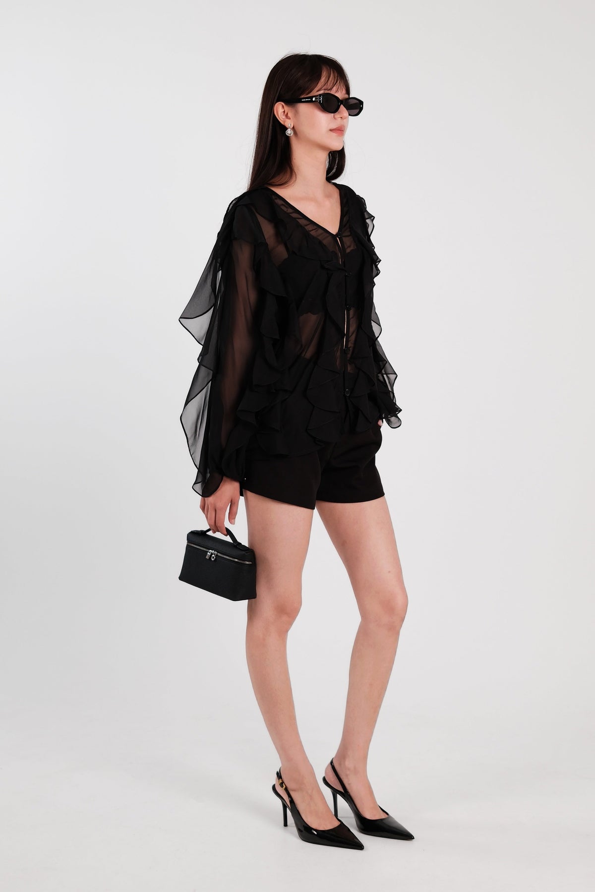 Reverie Ruffle Blouse Black