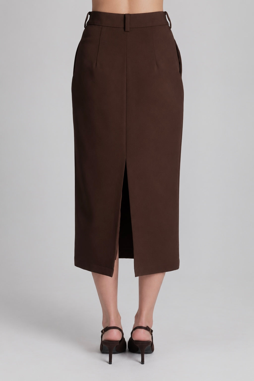 Midi Pencil Skirt Brown
