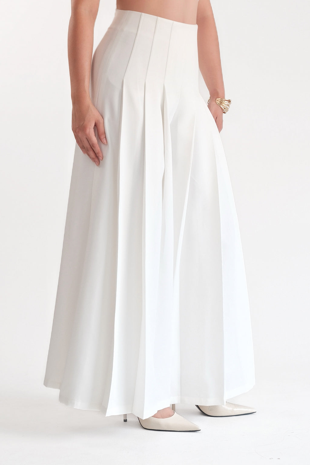 Pleated Pants White