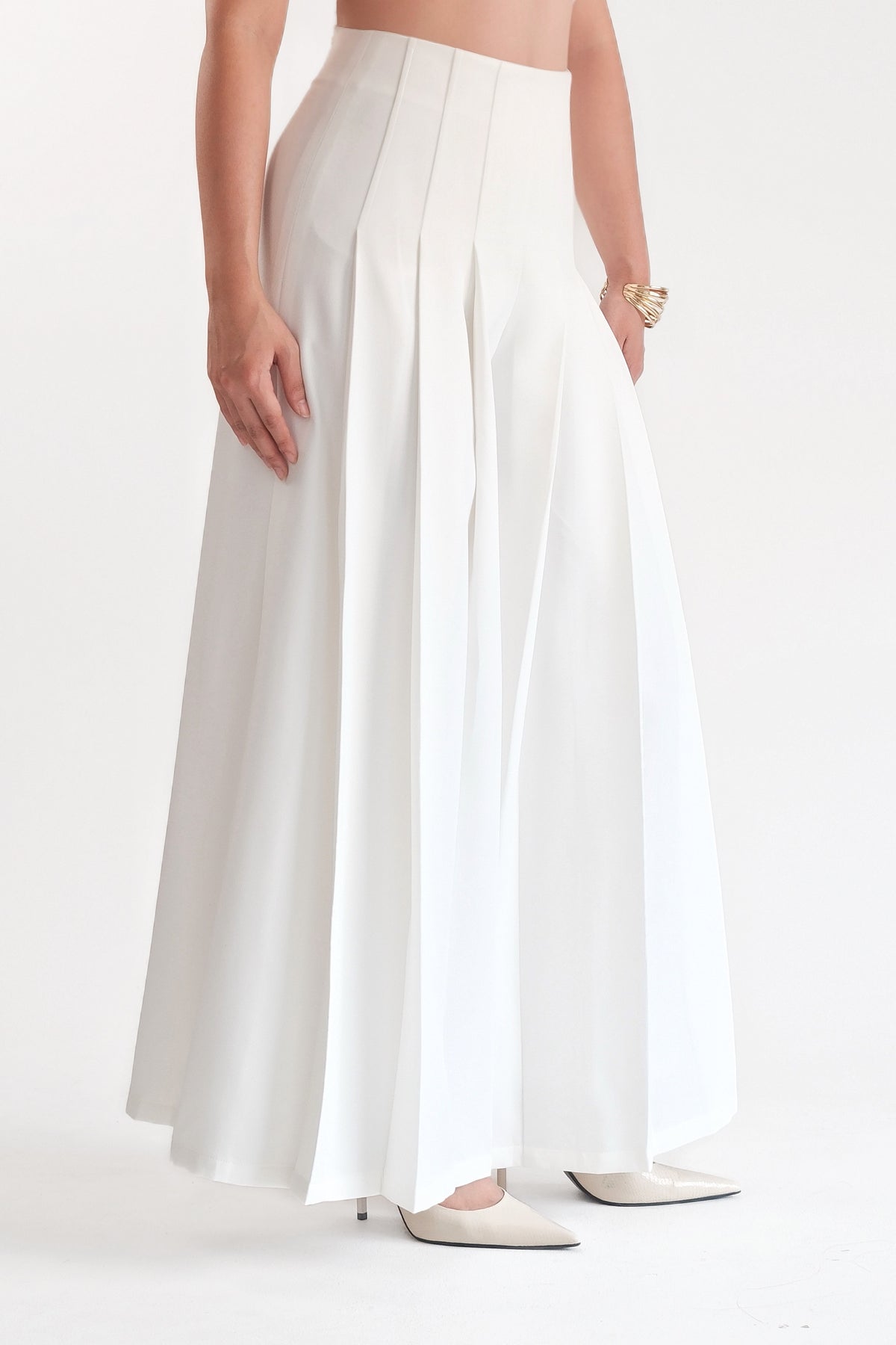Pleated Pants White