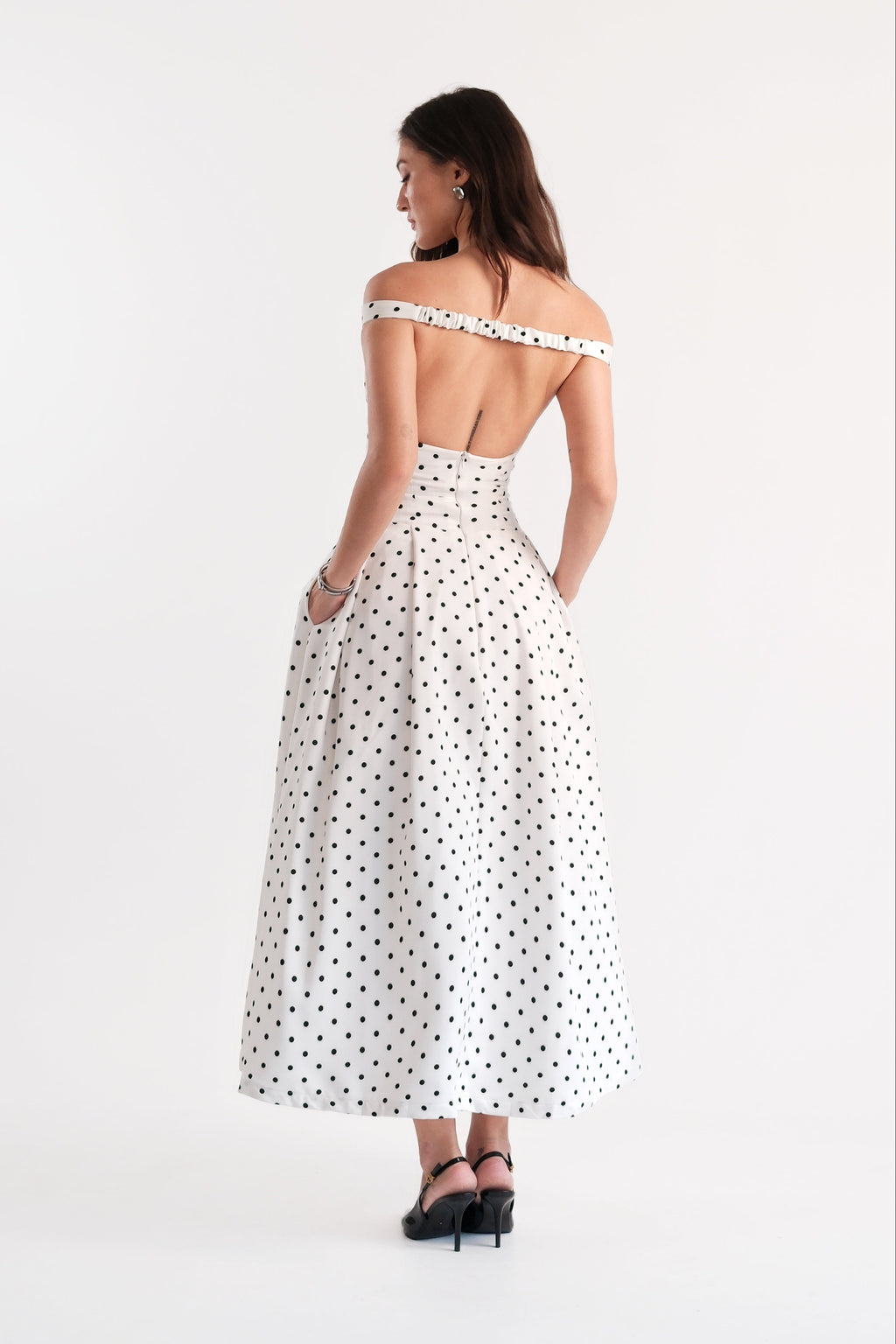 Claudia Maxi Dress Polka Dot - White