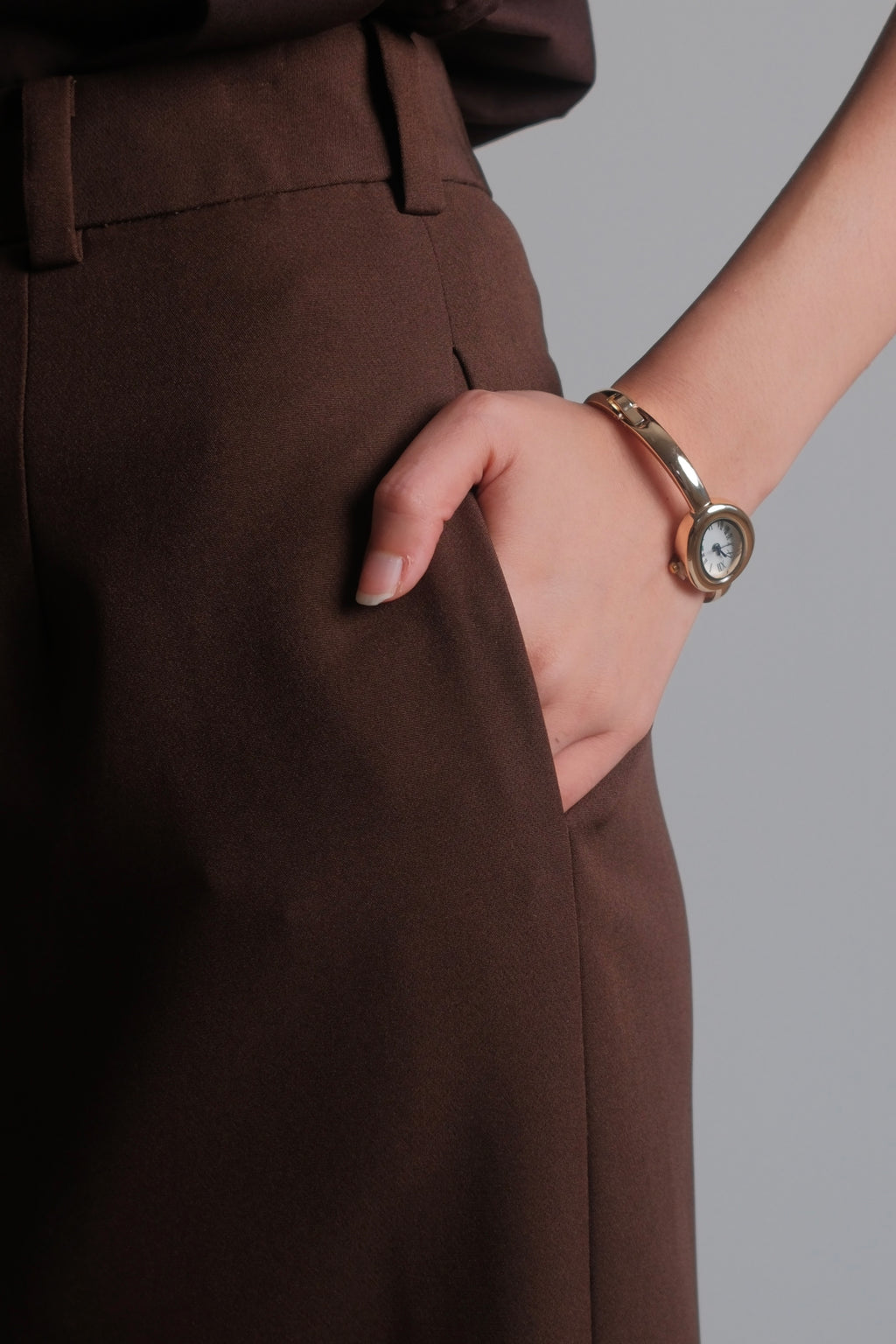 Midi Pencil Skirt Brown