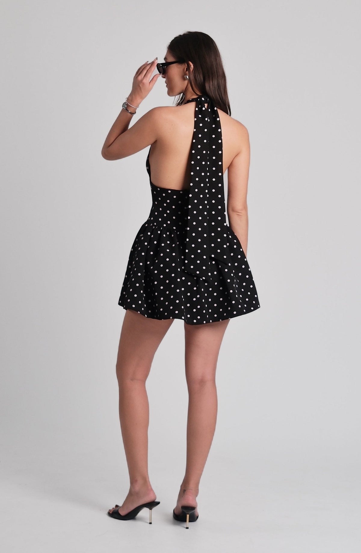 Claudia Mini Dress Polka Dot - Black