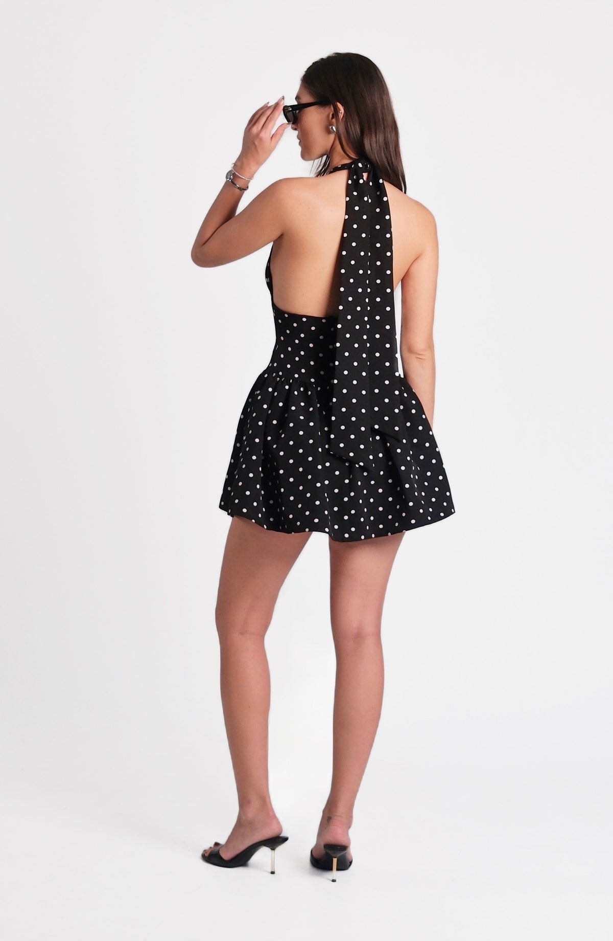 Claudia Mini Dress Polka Dot - Black