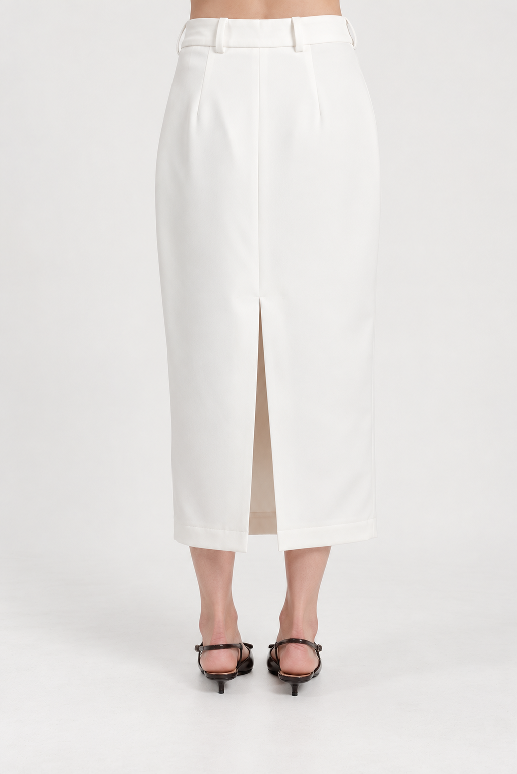 Midi Pencil Skirt Off-White