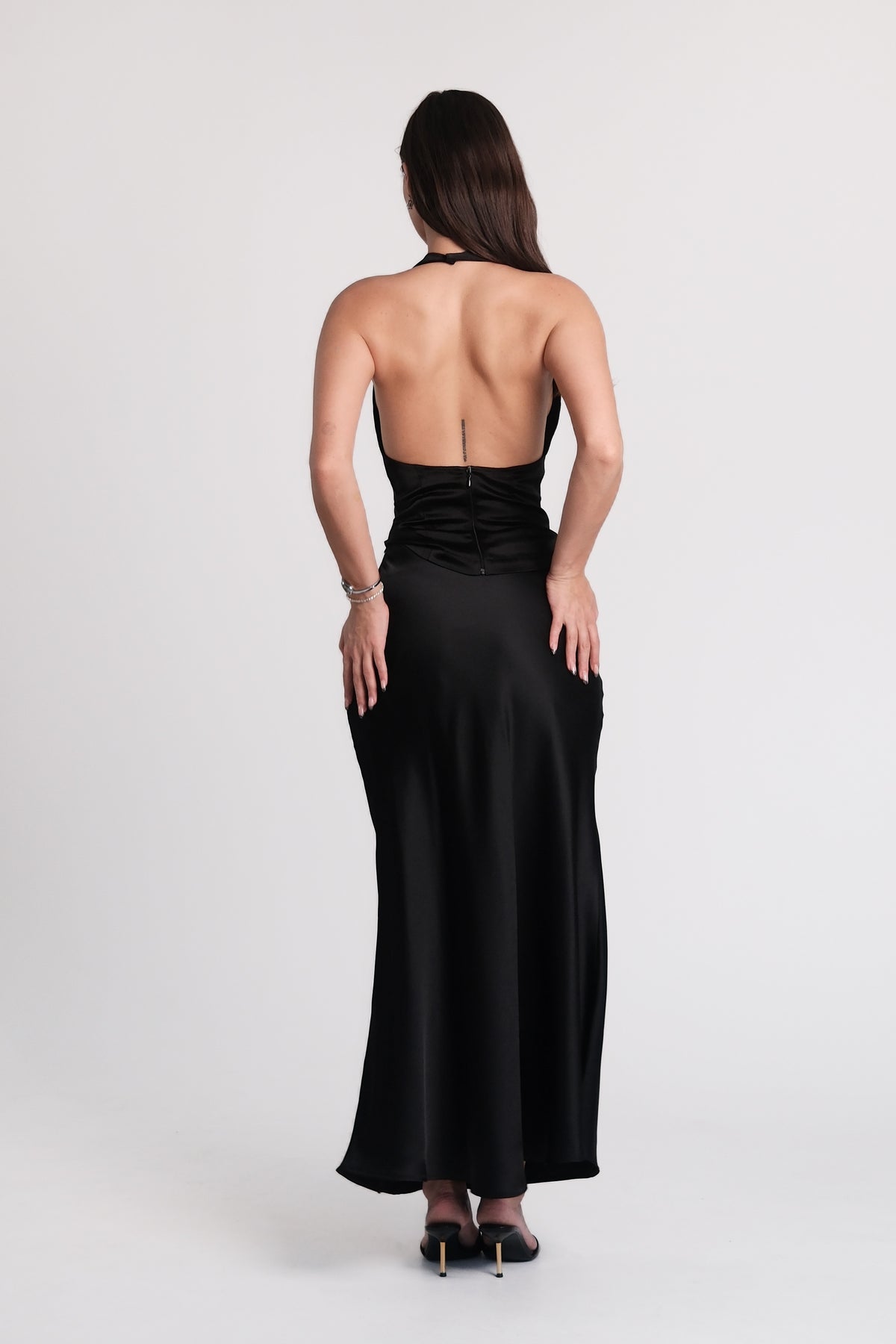 Satin Cowl Neck Top Black