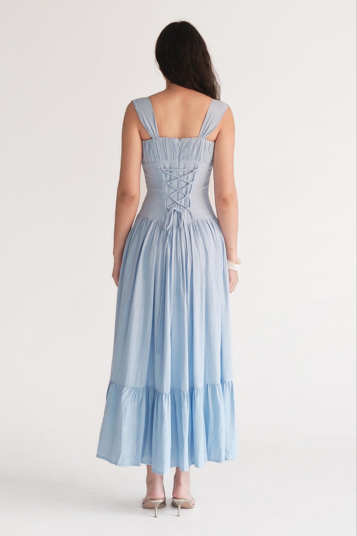 Sicily Cotton Linen Maxi Dress Blue