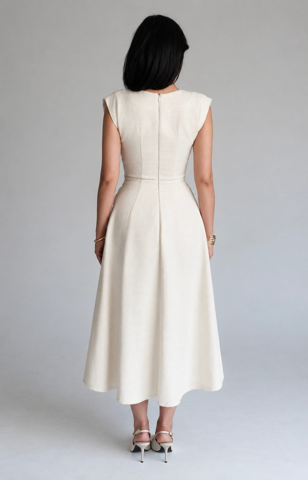 Blair Maxi Dress Cream (Tweed)