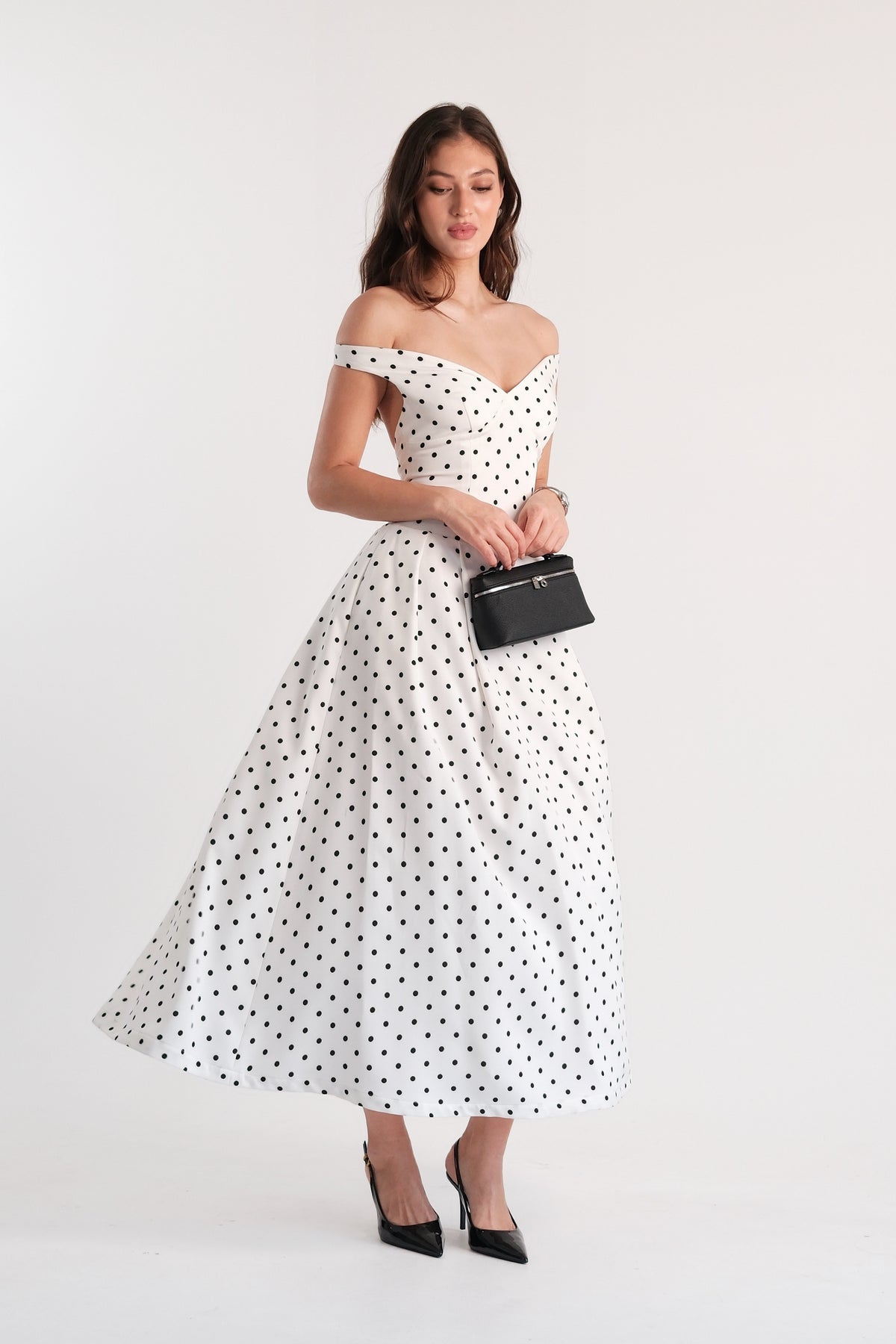 Claudia Maxi Dress Polka Dot - White