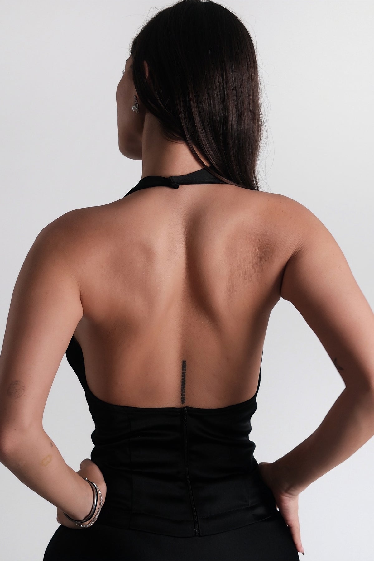 Satin Cowl Neck Top Black