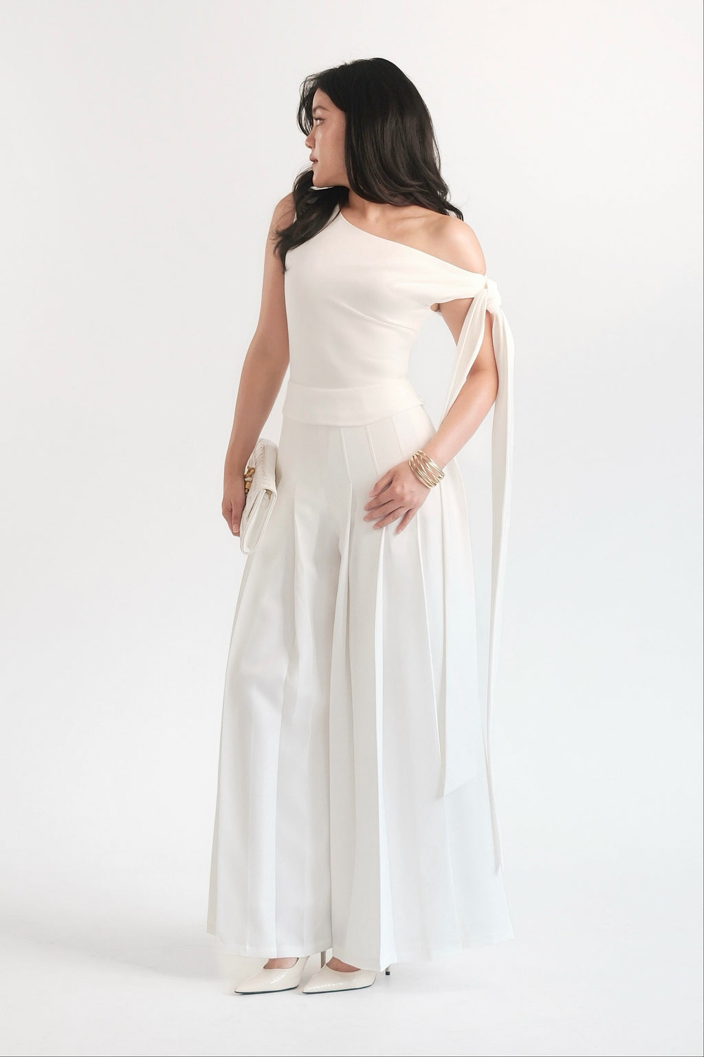 Pleated Pants White
