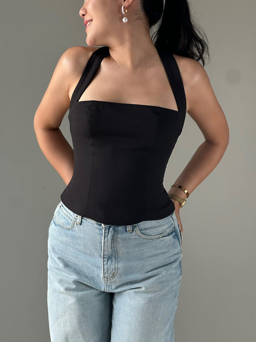 Halter Square Top in Cream by RAVii, handcrafted in Bangkok