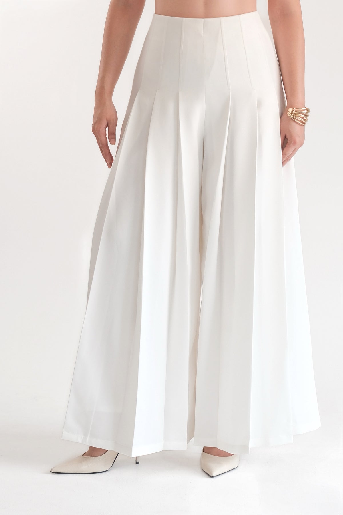 Pleated Pants White