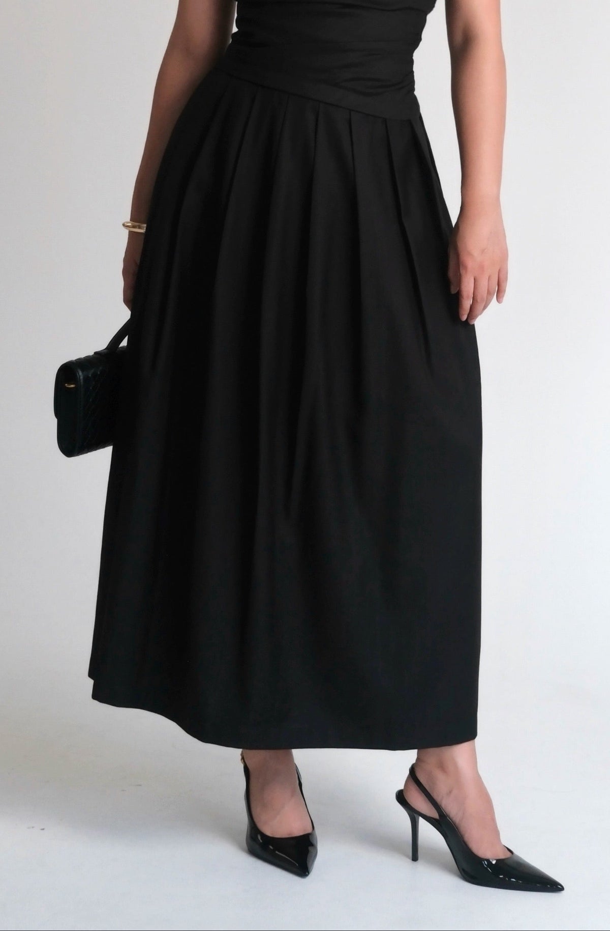Pleated Maxi Skirt Black