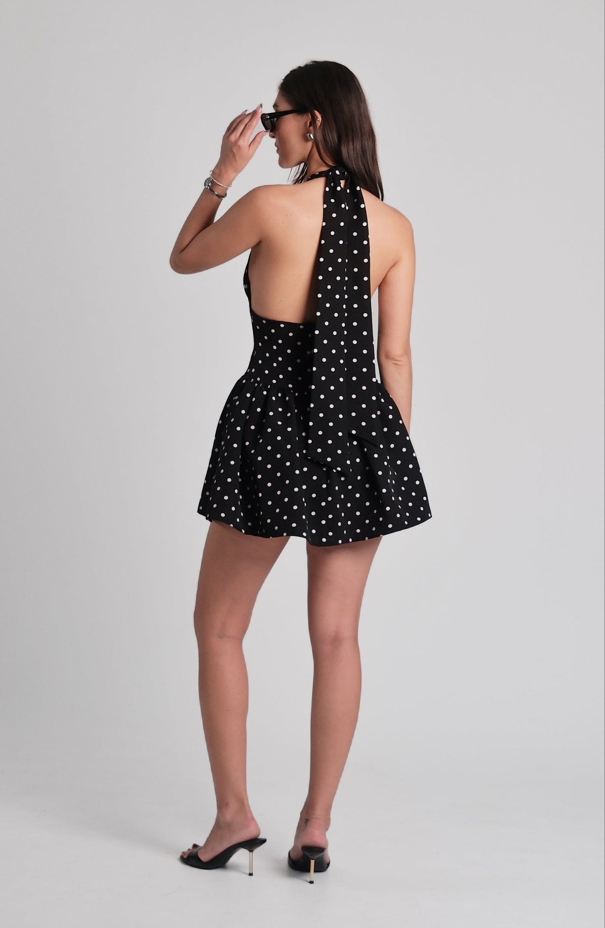 Claudia Mini Dress Polka Dot - Black