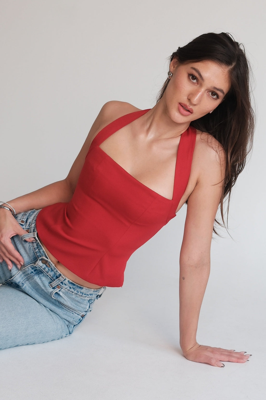 Halter Square Top Red