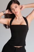 Halter Square Top Black