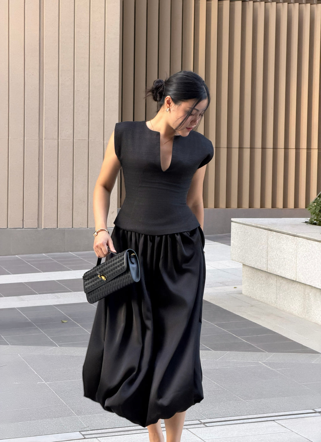 Blair Set - Top & Balloon Skirt in Cream by RAVii, handcrafted in Bangkok