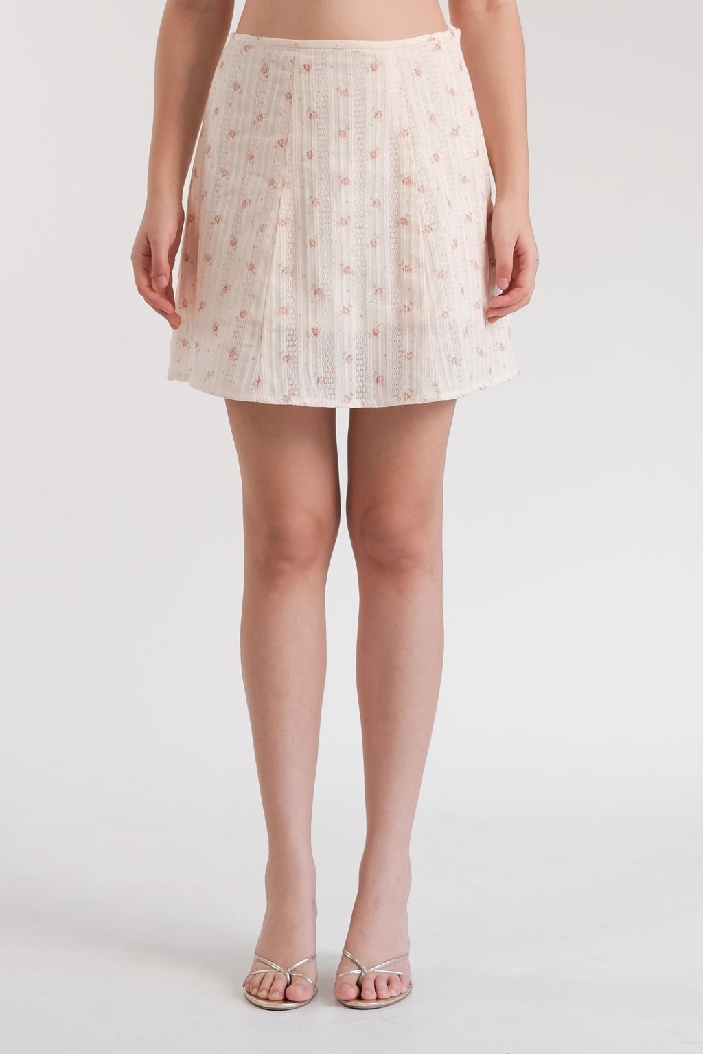 Rosette Midi Skirt Cream Floral