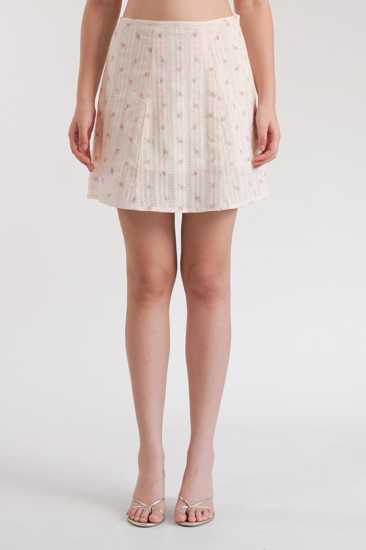 Rosette Midi Skirt Cream Floral
