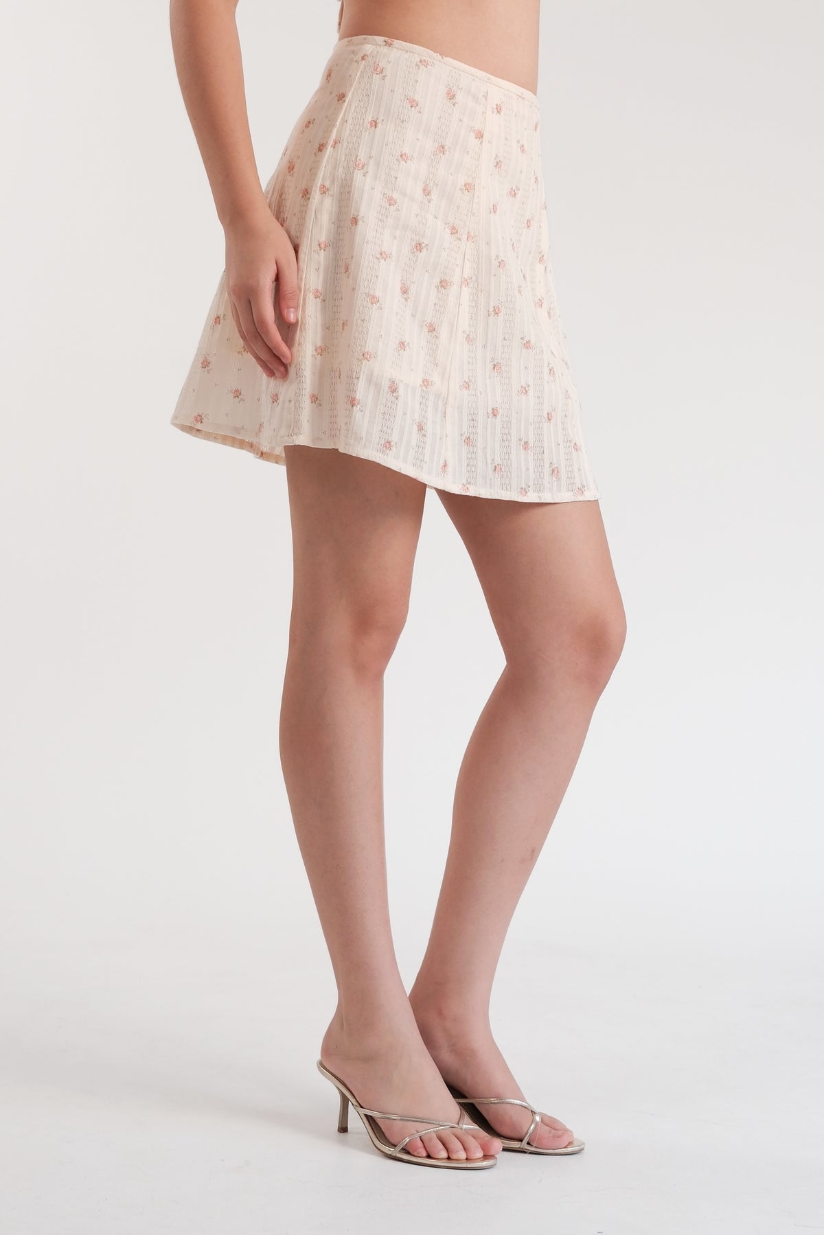 Rosette Midi Skirt Cream Floral