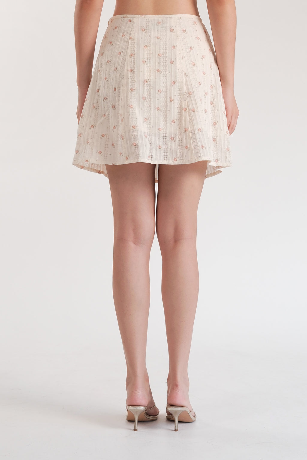 Rosette Midi Skirt Cream Floral