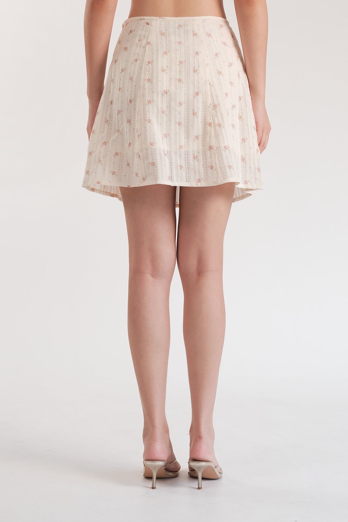 Rosette Midi Skirt Cream Floral