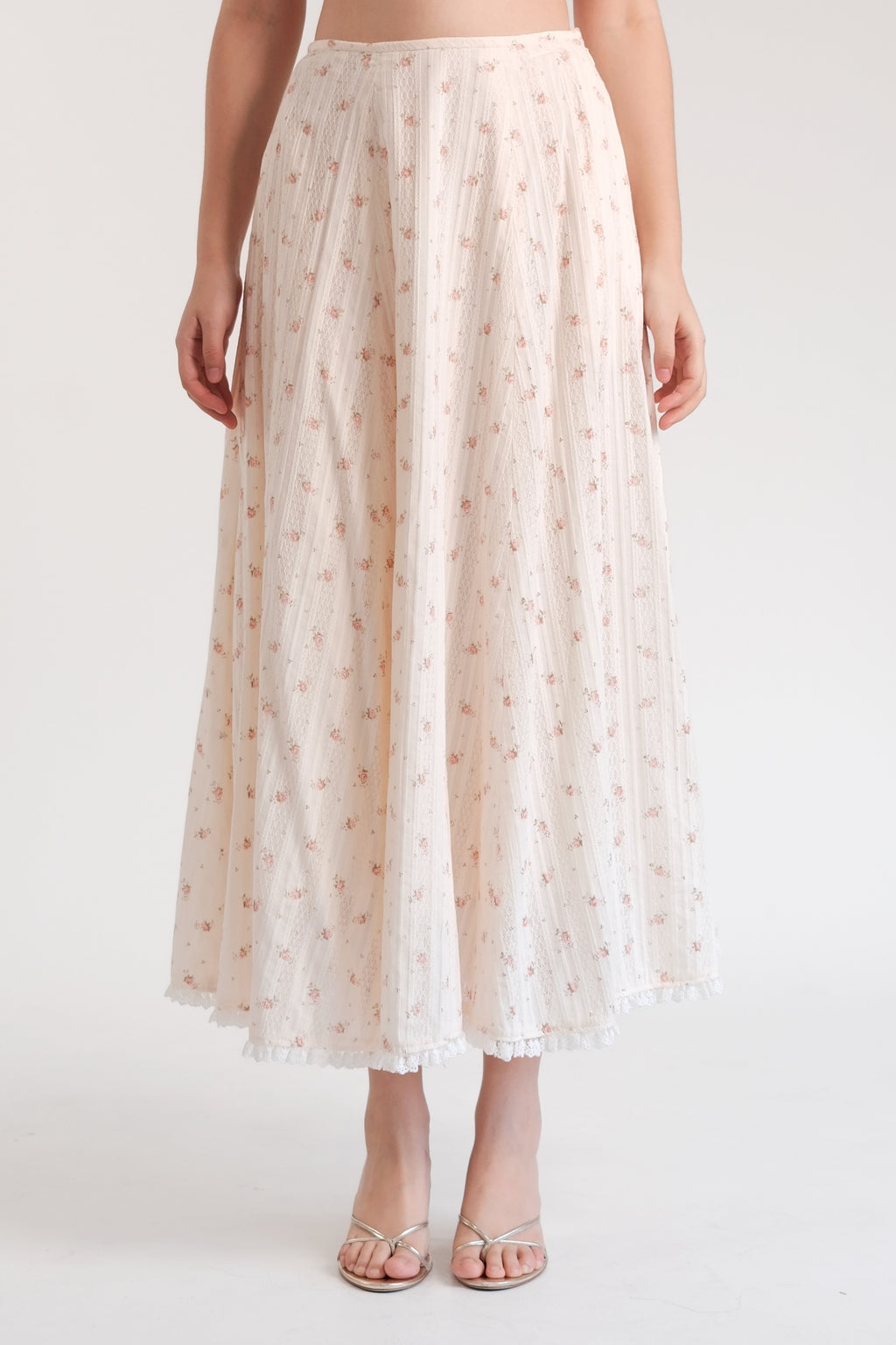 Rosette Maxi Skirt Cream Floral