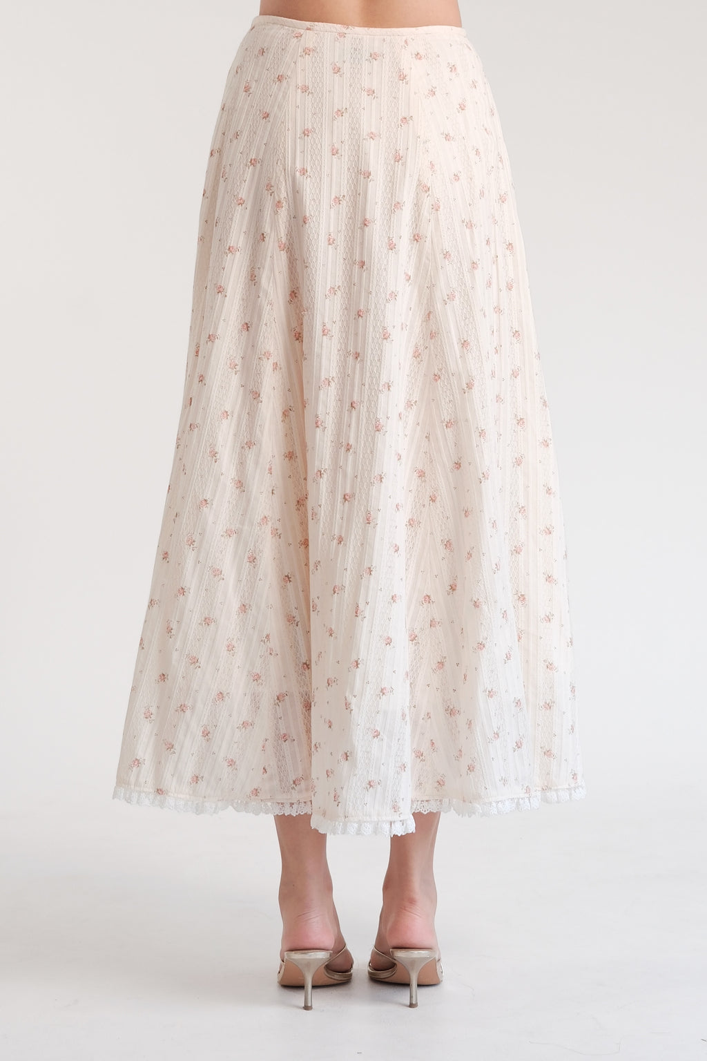 Rosette Maxi Skirt Cream Floral