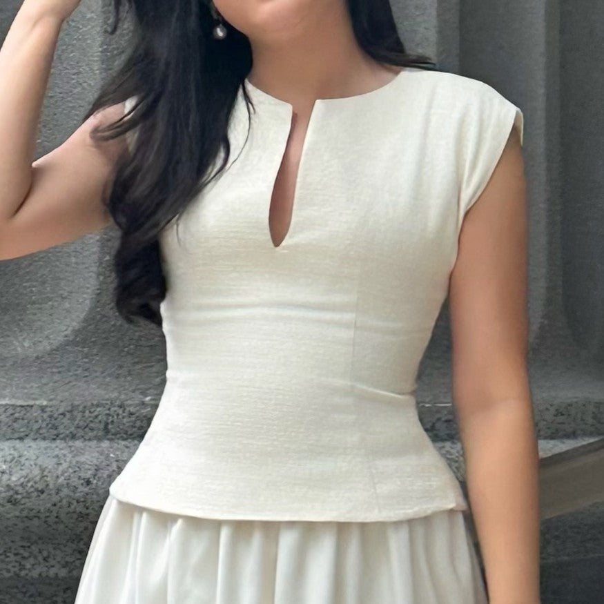 Blair Set - Top & Balloon Skirt in Cream by RAVii, handcrafted in Bangkok