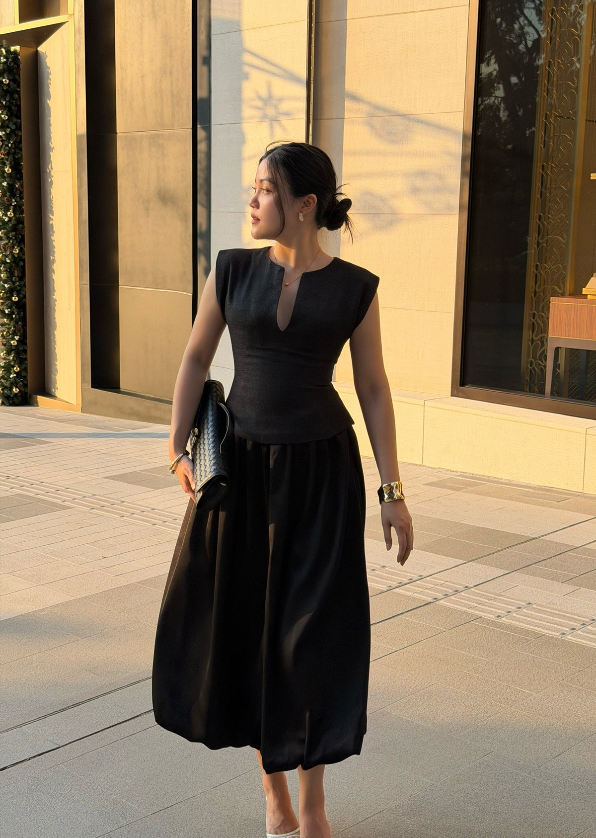 Blair Set - Top & Balloon Skirt in Cream by RAVii, handcrafted in Bangkok
