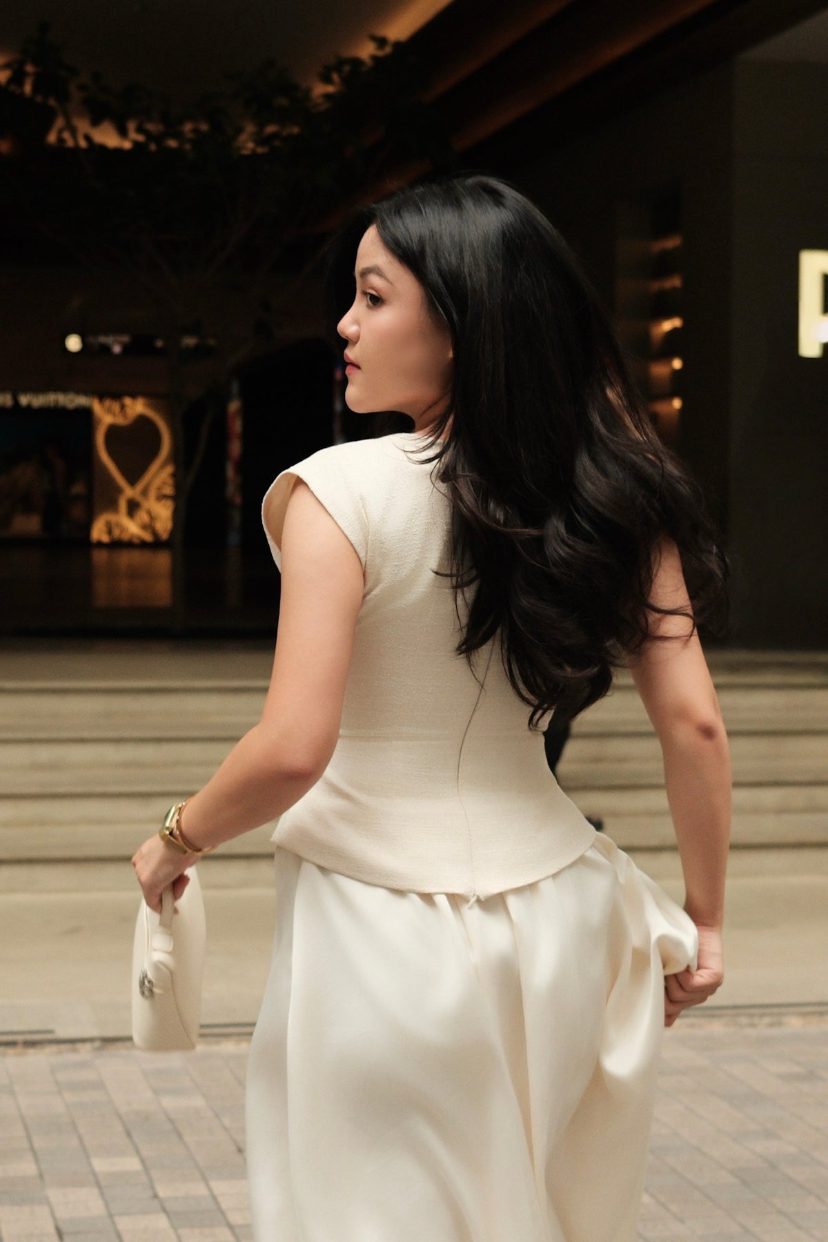 Blair Set - Top & Balloon Skirt in Cream by RAVii, handcrafted in Bangkok