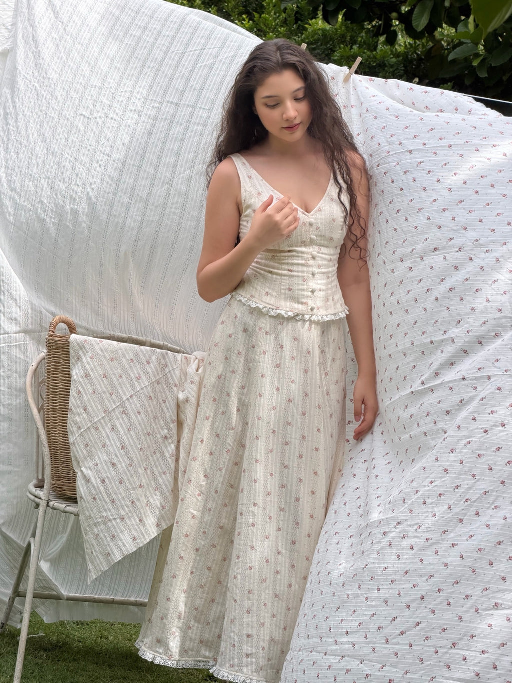 [Pre-Order] Rosette Set - Top & Midi-Maxi Skirt