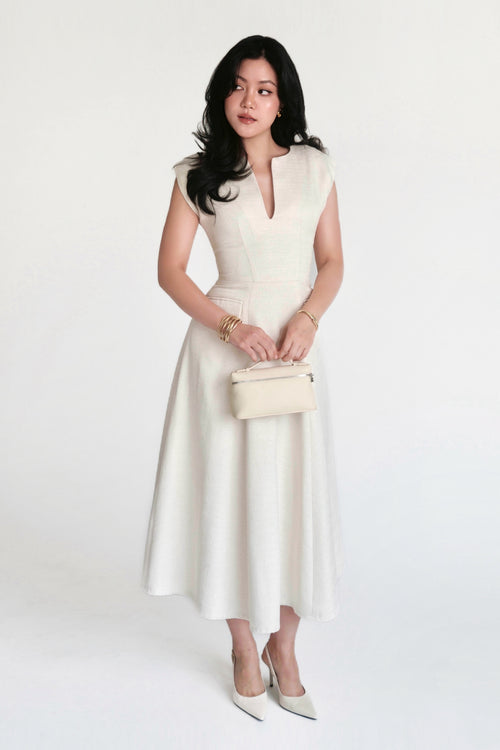 Blair Maxi Dress Cream (Tweed)