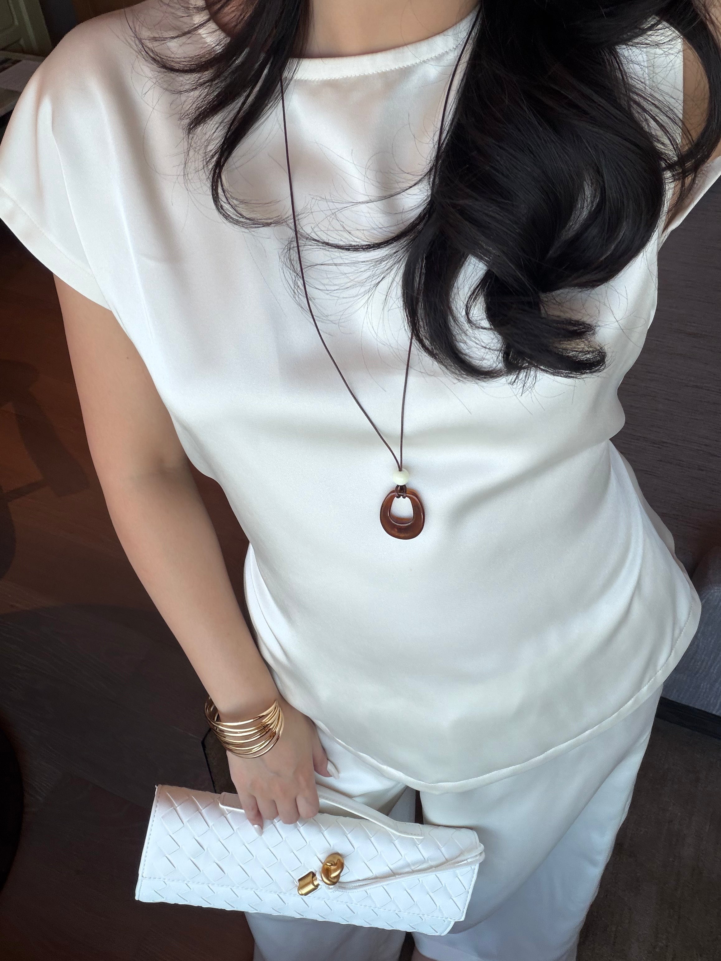 [Pre-Order] Satin Round Neck Top