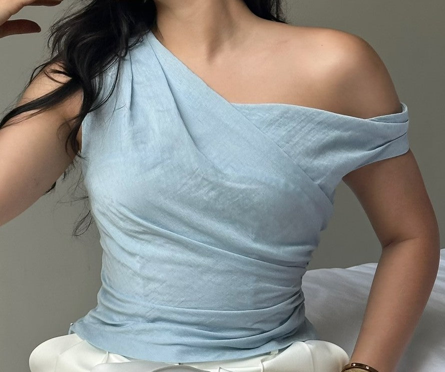 Asymmetric Set - Top & Skirt in Blue by RAVii, handcrafted in Bangkok