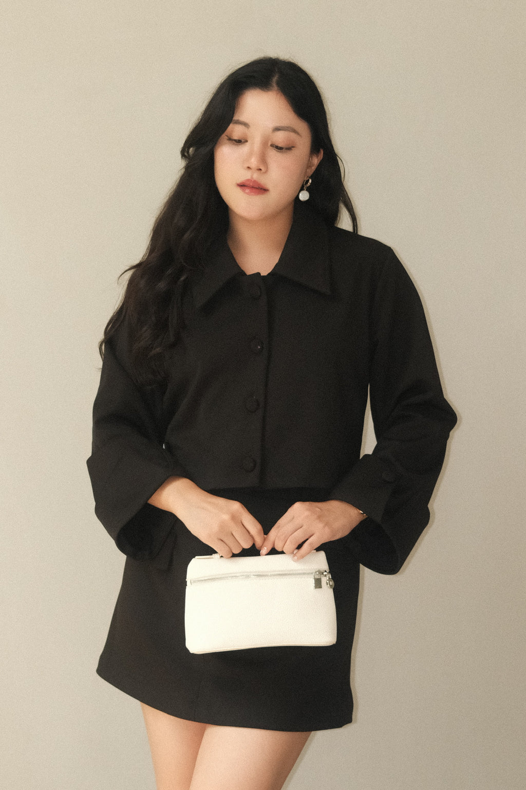 CROPPED BLAZER WITH DETACHABLE COLLAR