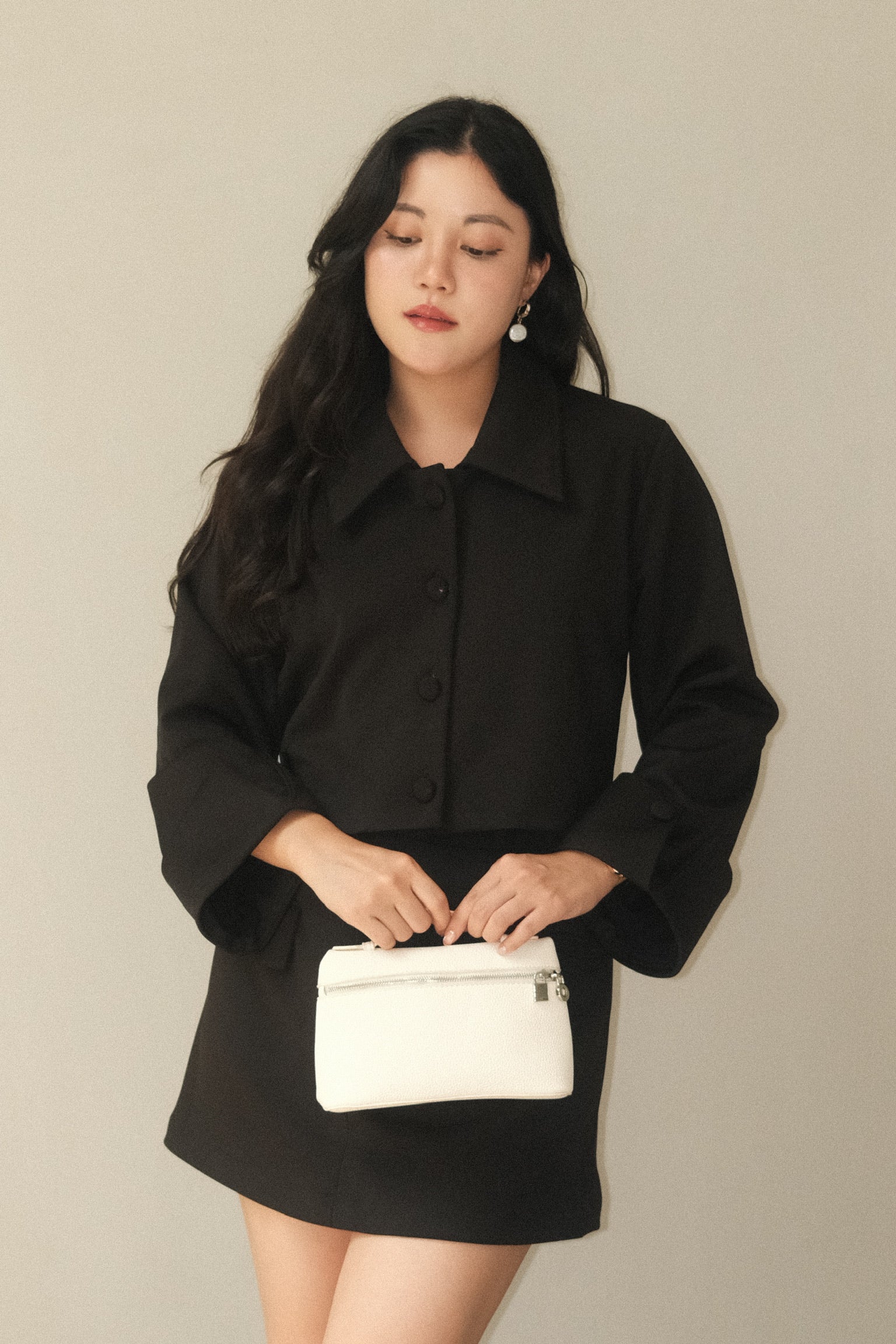 CROPPED BLAZER WITH DETACHABLE COLLAR
