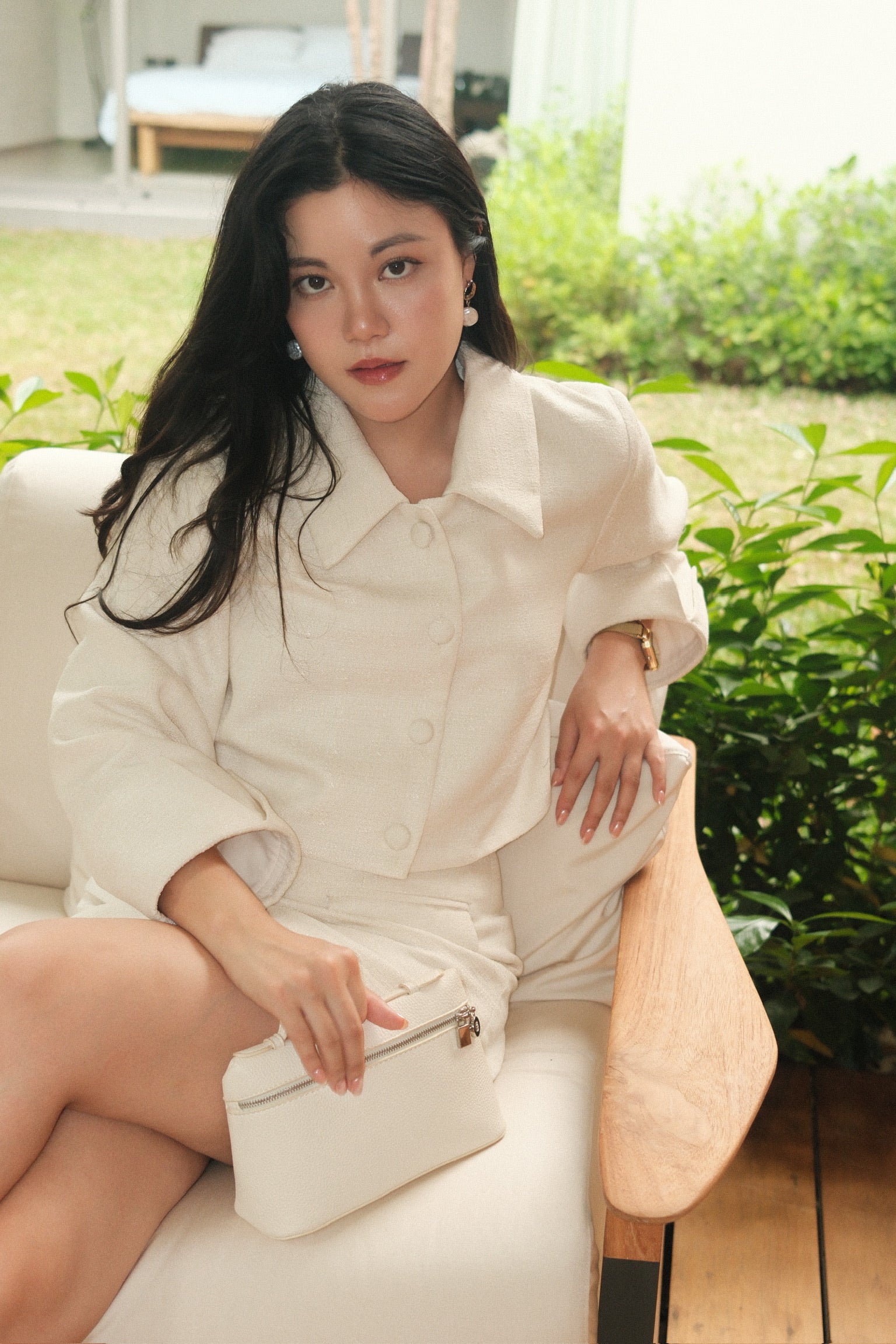 CROPPED BLAZER WITH DETACHABLE COLLAR