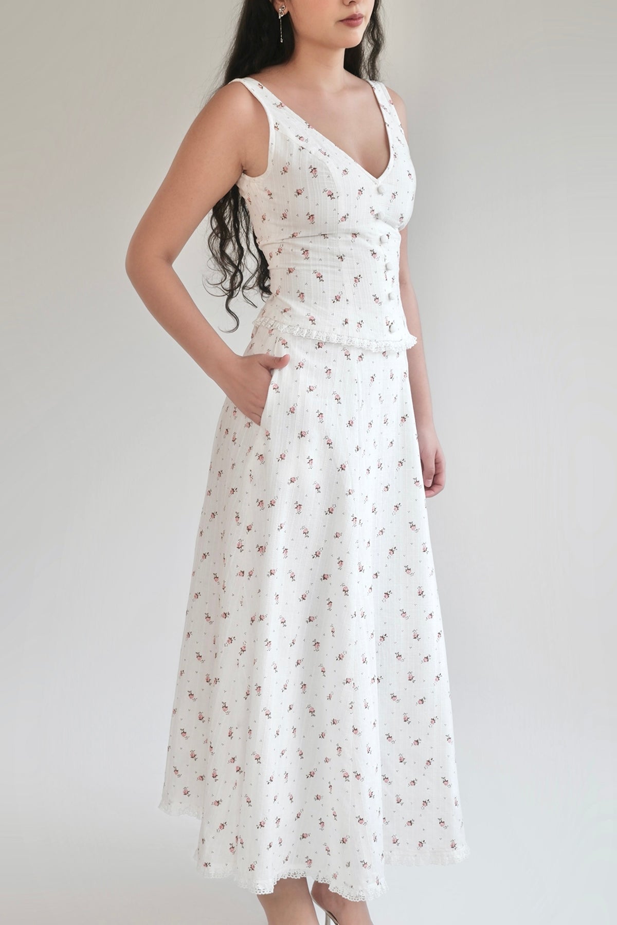 Rosette Set - Top & Midi-Maxi Skirt