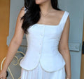 Sophie Set - Top & Lounge Pants in White by RAVii, handcrafted in Bangkok