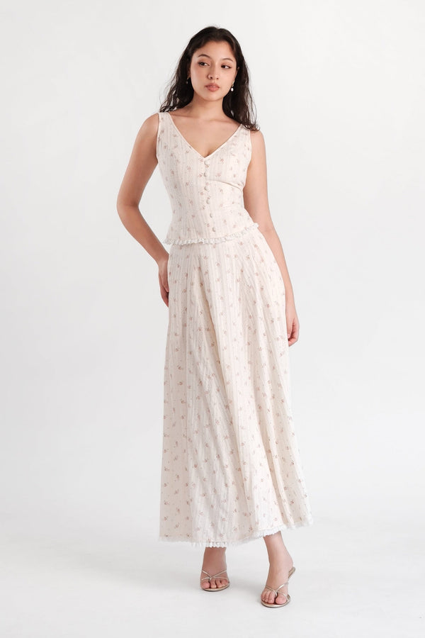 Rosette Top Cream Floral