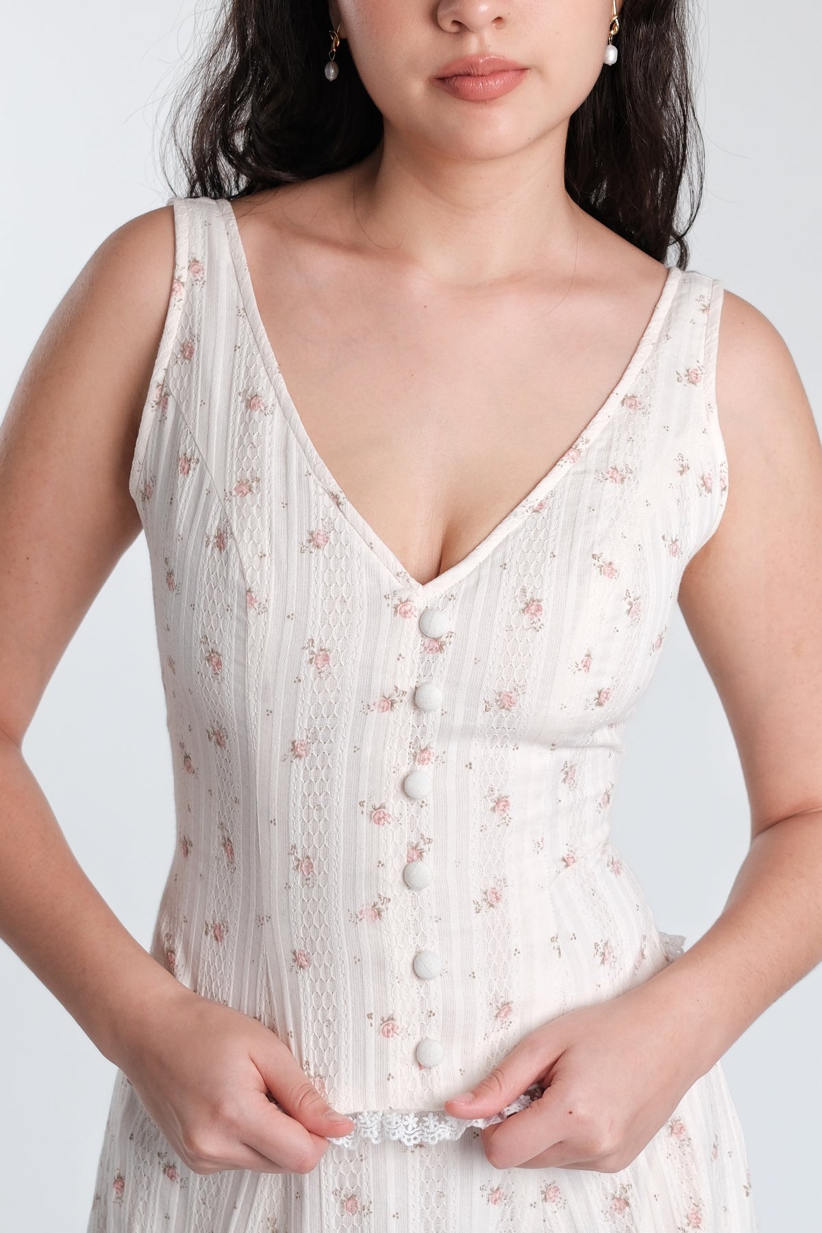 Rosette Top Cream Floral