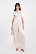 Satin Bat Sleeve Top Cream