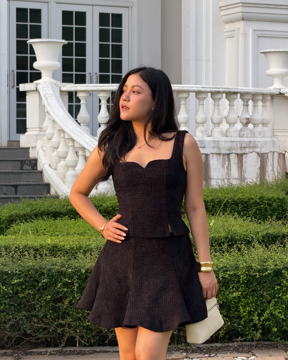 Delphine top paired with Delphine mini skirt in black 🖤#rvdelphinetop #rvdelphineminiskirt