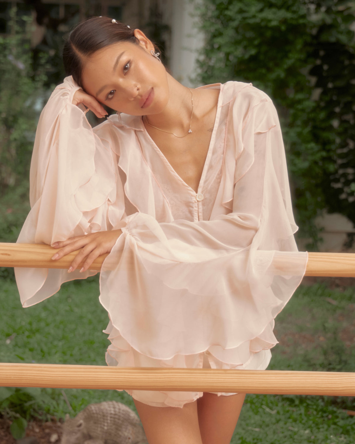 Introducing Reverie Ruffle blouse 🩰🤍Light, airy, and full of movement. Made from silk chiffon with soft ruffle detail...