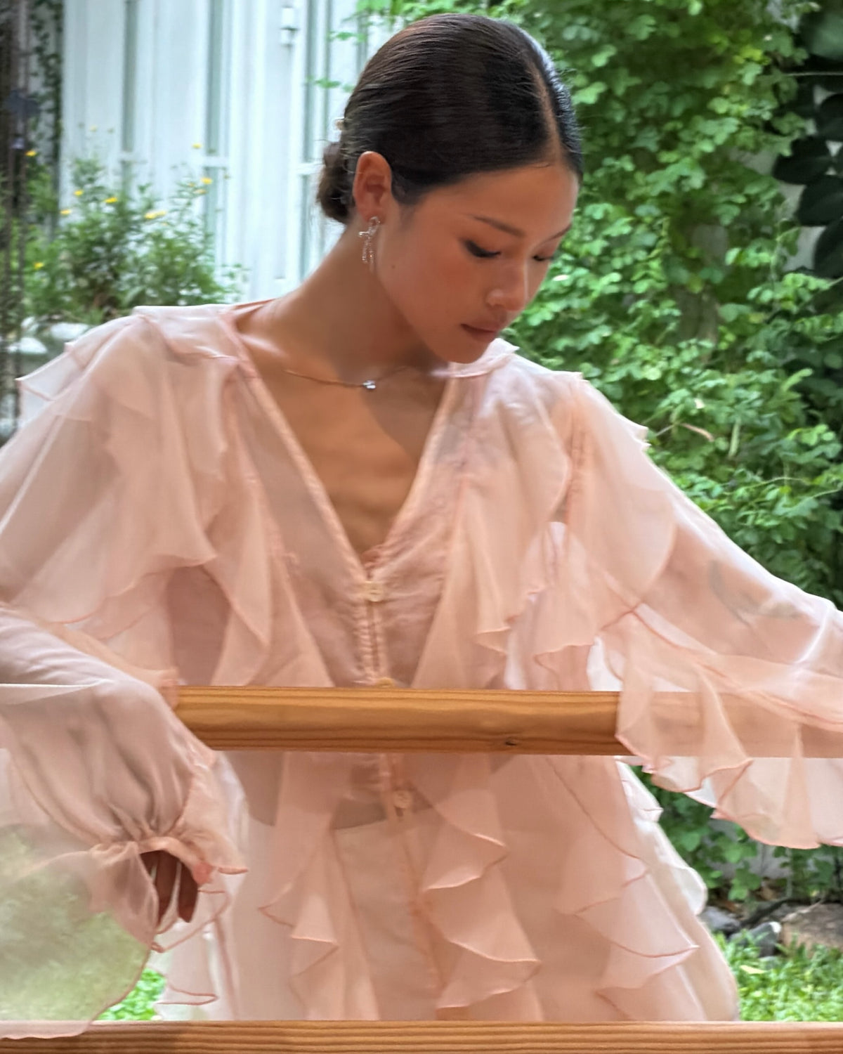 Introducing Reverie Ruffle blouse 🩰🤍Light, airy, and full of movement. Made from silk chiffon with soft ruffle detail...