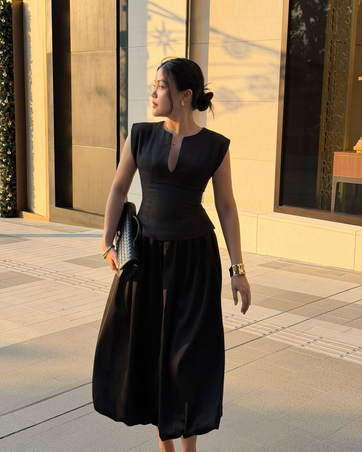 Blair top matching with Balloon skirt in black 🖤#rvessentialsblairtop #rvessentialsballoonskirt