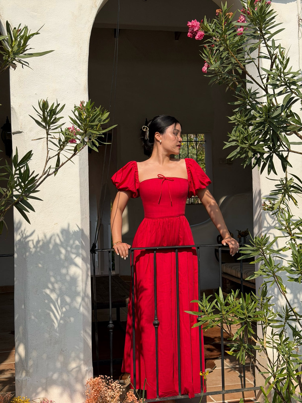 Sophie Maxi dress in red ❤️Pre-order opens today at 1 PM.Limited pieces per month.Set your alarm. ♡Line @ravii.bkk #r...