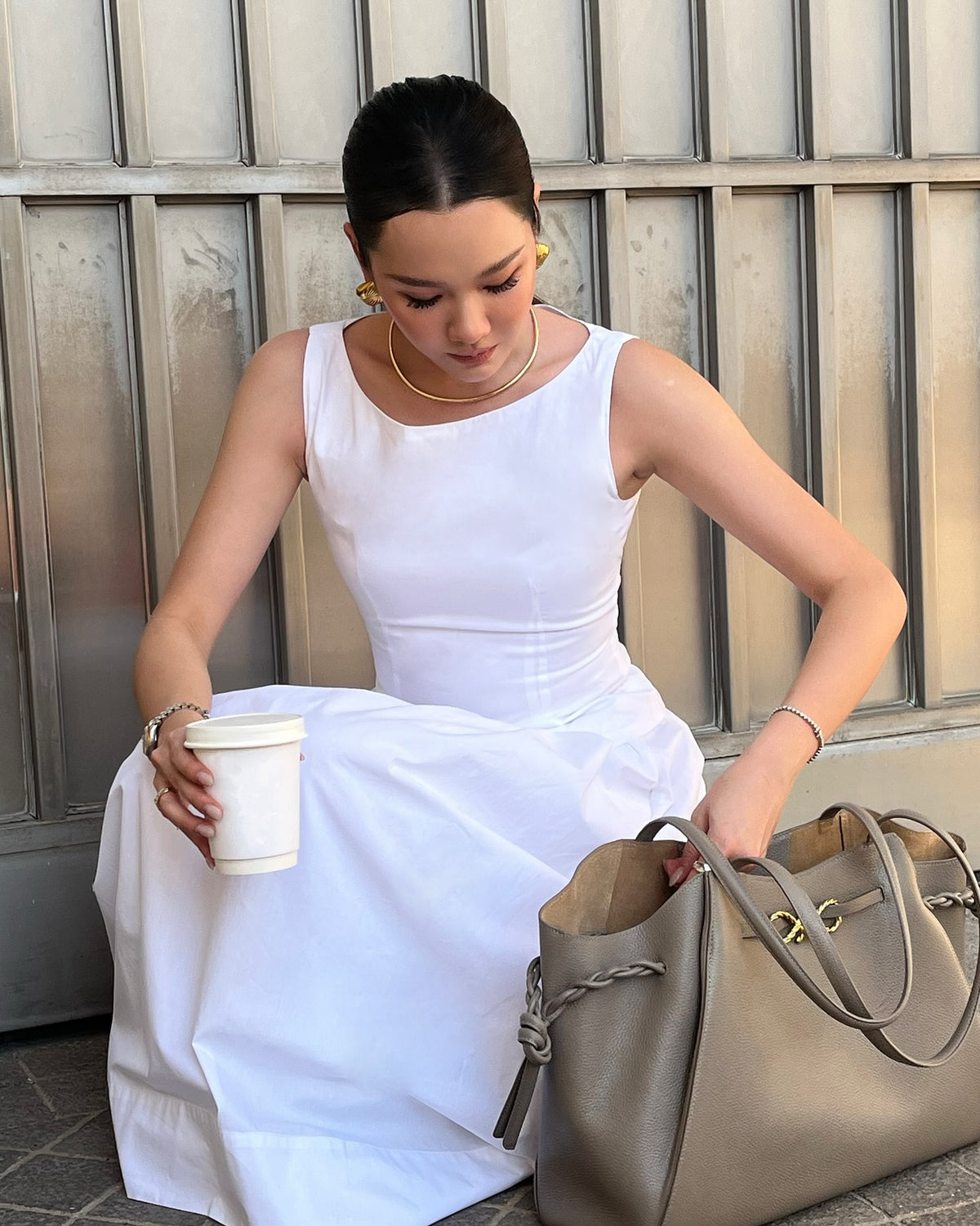 Spotted K. @iundd in Lady set 🤍〰️Essential Lady Top 1,390.-〰️Essential Lady Skirt 1,990.-#rvessentialsladytop #rvesse...